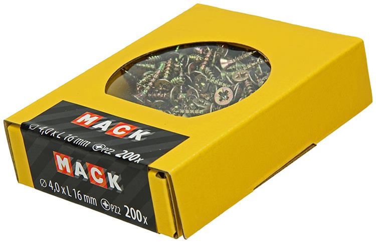 Afbeelding laden in galerijviewer, Mack 1020089 - spaanplaatschroef vz kop geel vz 200 st 4,0 x 16 mm | 5 stuks
