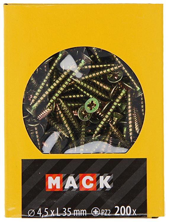 Afbeelding laden in galerijviewer, Mack 1020103 - spaanplaatschroef vz kop geel vz 200 st 4,5 x 35 mm | 5 stuks
