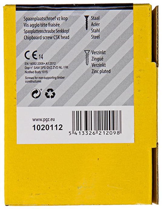 Mack 1020112 - spaanplaatschroef vz kop geel vz 200 st 5,0 x 35 mm | 5 stuks