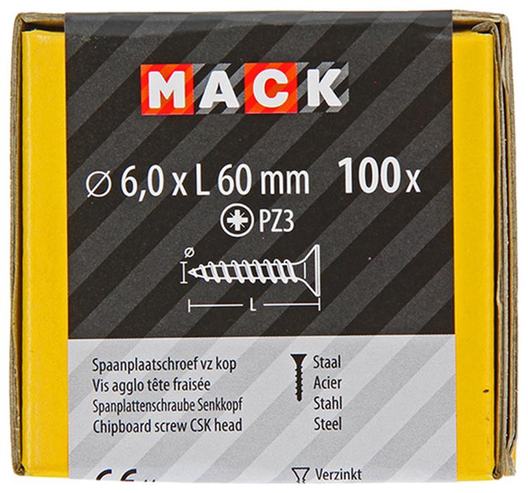Laden Sie das Bild in Galerie -Viewer, Mack 1020123 - spaanplaatschroef vz kop geel vz 100 st 6,0 x 60 mm | 2 stuks
