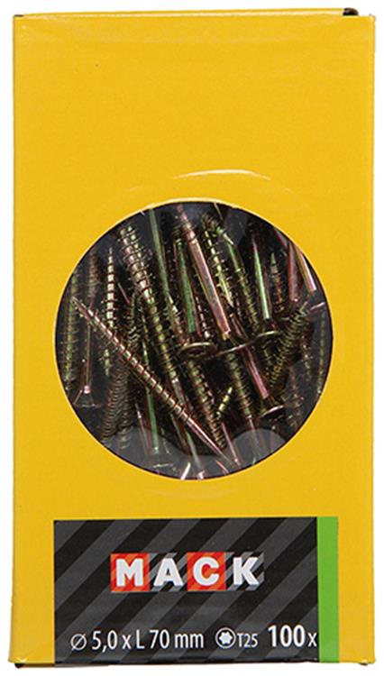 Afbeelding laden in galerijviewer, Mack 1020154 - spaanplaatschroef vz kp-zelfb.gvz 100st 5,0 x 70 mm | 3 stuks
