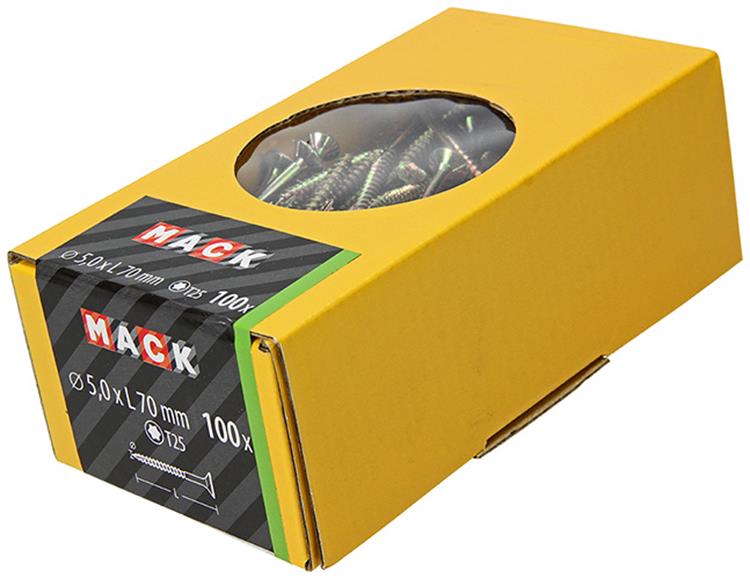Afbeelding laden in galerijviewer, Mack 1020154 - spaanplaatschroef vz kp-zelfb.gvz 100st 5,0 x 70 mm | 3 stuks
