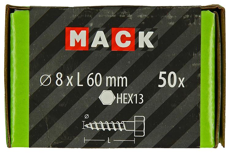 Afbeelding laden in galerijviewer, Mack 1020176 - houtdraadbout verzinkt 50 st 8 x 60 mm | 3 stuks
