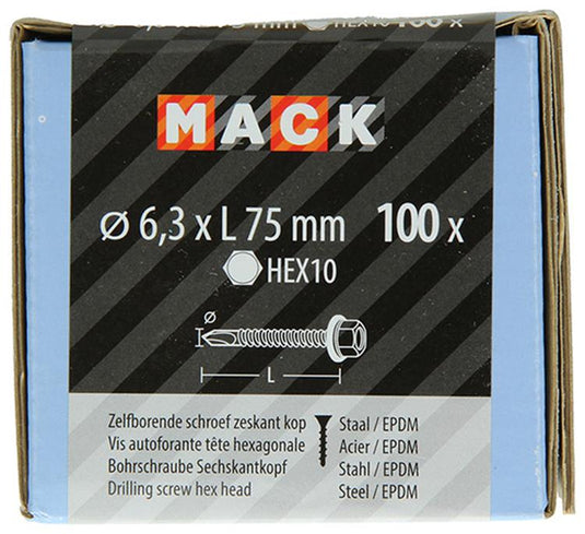 Mack 1020189 - zelfbor.schroef zeskt kop epdm-vz 100st 6,3 x 75 mm | 1 stuks