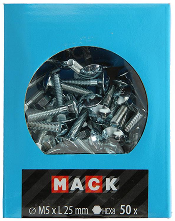 Afbeelding laden in galerijviewer, Mack 1020191 - houtbout + moer verzinkt 50 stm5 x 25 mm | 5 stuks
