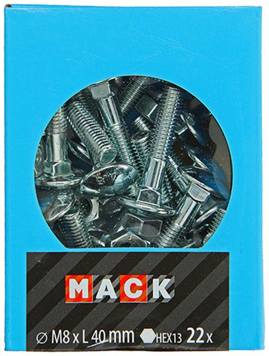 Mack 1020205 - houtbout + moer verzinkt 22 stm8 x 40 mm | 5 stuks