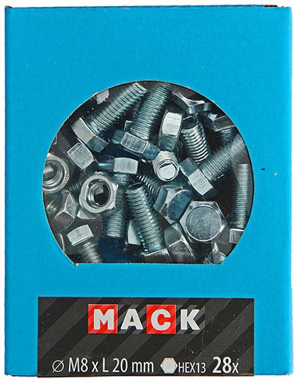 Afbeelding laden in galerijviewer, Mack 1020219 - tapbout + moer verzinkt 28 st m8 x 20 mm | 5 stuks
