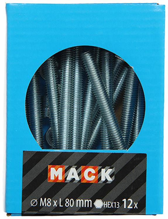 Laden Sie das Bild in Galerie -Viewer, Mack 1020223 - tapbout + moer verzinkt 12 st m8 x 80 mm | 5 stuks
