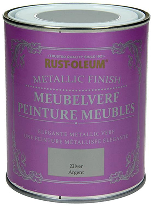 Rust-oleum 1050980 - meubelverf metallic zilver 750 ml | 1 stuks