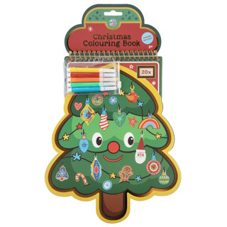 Kleurboek kerstboom 20 pagina's 30 cm met stickers | 6 stuks