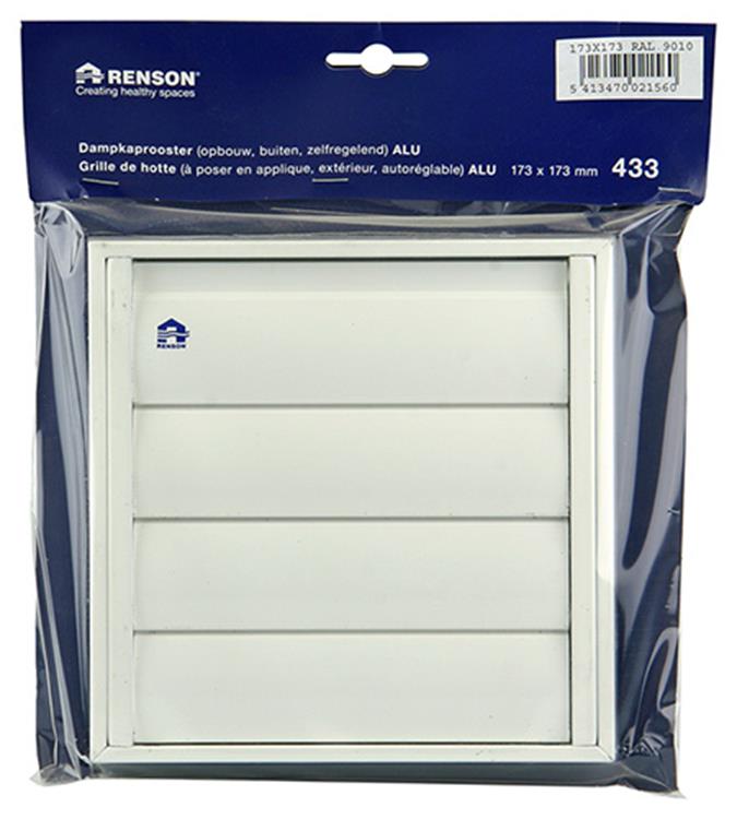 Afbeelding laden in galerijviewer, Renson 1006251 - dampkaprooster opbouw 433 alu ral 9010 173x173mm | 2 stuks

