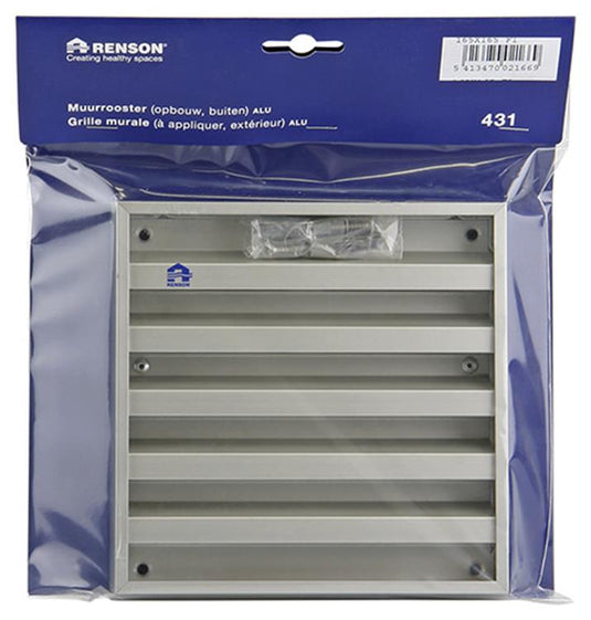 Renson 1006232 - muurrooster opbouw 431 alu f1 165x165mm | 2 stuks