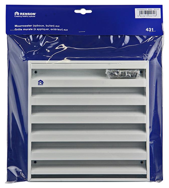 Afbeelding laden in galerijviewer, Renson 1006236 - muurrooster opbouw 431 alu ral 9010 225x225mm | 2 stuks
