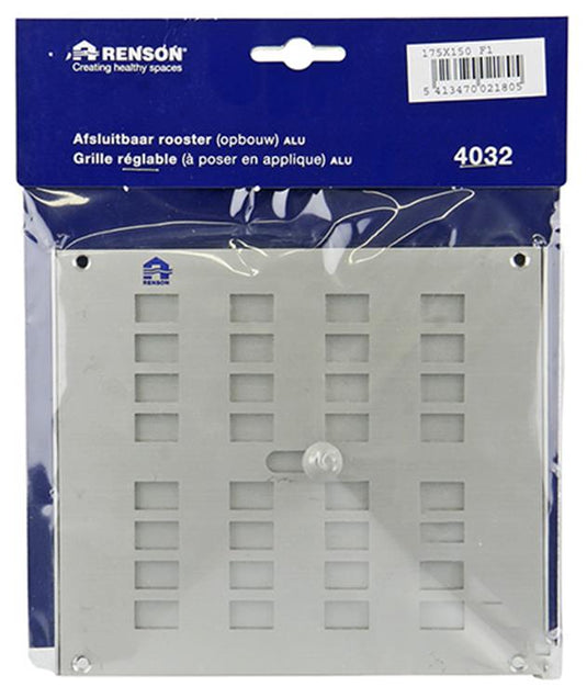 Renson 1006217 - regelbare rooster opb. 4032 alu f1 175x150mm | 2 stuks