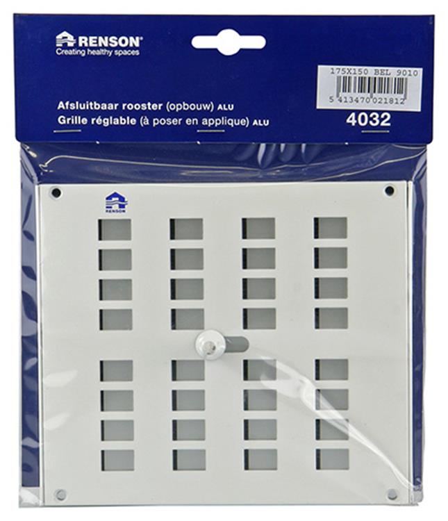 Afbeelding laden in galerijviewer, Renson 1006219 - regelbare rooster opb. 4032 alu ral 9010 175x150mm | 2 stuks
