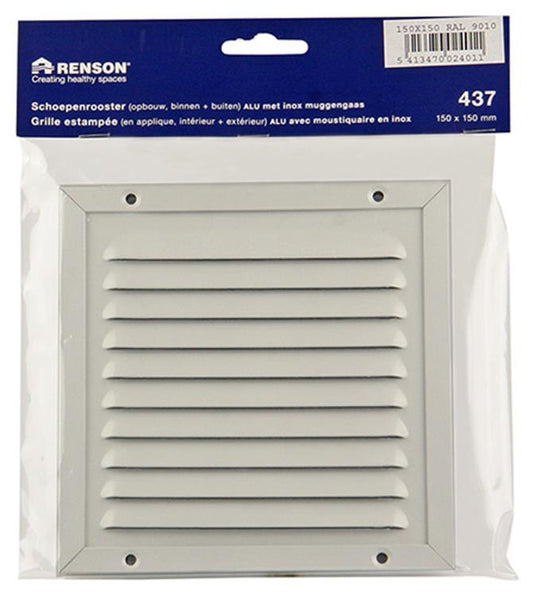 Renson 1006342 - schoepenrooster + kader + mug.opbouw 437 ral9010 150x150mm | 2 stuks
