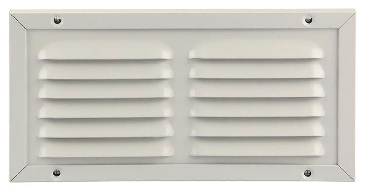 Afbeelding laden in galerijviewer, Renson 1006345 - schoepenrooster + kader + mug.opbouw 437 ral9010 200x100mm | 2 stuks
