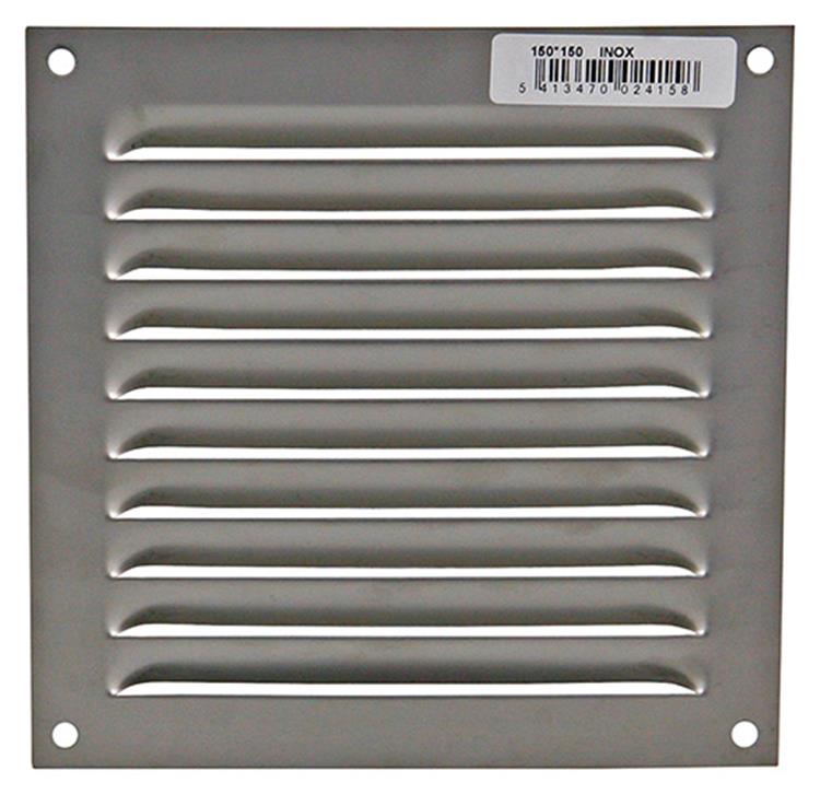 Afbeelding laden in galerijviewer, Renson 1006356 - schoepenrooster vlak 438 inox 150x150mm | 5 stuks
