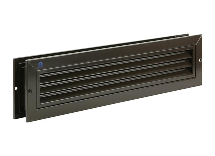 Afbeelding laden in galerijviewer, Renson 1006216 - deurrooster 461 alu ral 8019 425x76mm | 2 stuks
