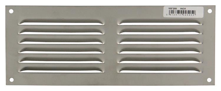 Afbeelding laden in galerijviewer, Renson 1006361 - schoepenrooster vlak 438 inox 250x100mm | 5 stuks
