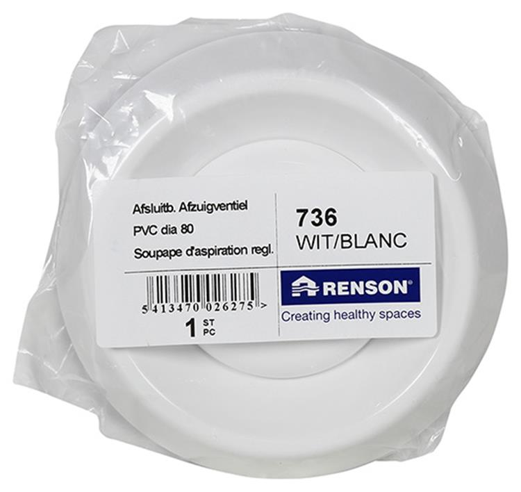 Chargez l'image dans la visionneuse de la galerie, Renson 1006744 - afz.ventiel pvc736 wit ø 80 | 1 stuks
