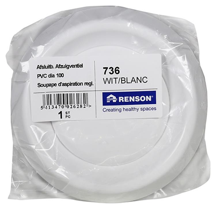 Cargue la imagen en el visor de la galería, Renson 1006745 - afz.ventiel pvc736 wit ø100 | 1 stuks
