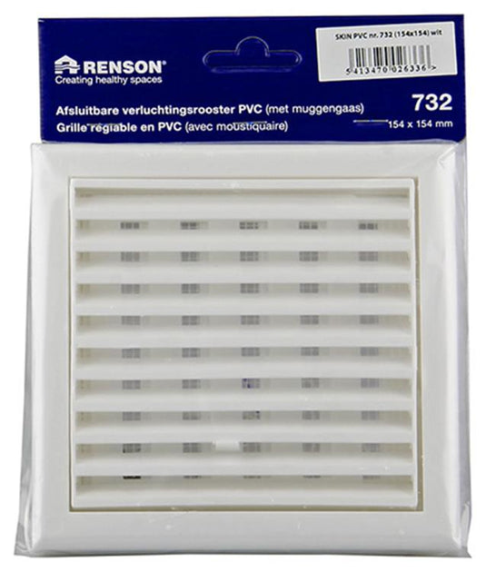 Renson 1006366 - regelbare rooster opb. 732 pvcral 9010 154x154mm | 2 stuks