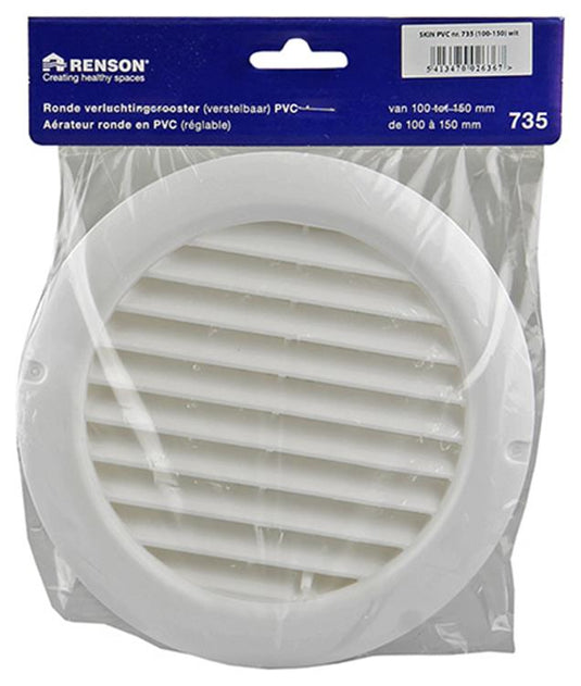 Renson 1006376 - ronde regelbare rooster inb. 735 pvc ral 9010 ø 100-150 | 2 stuks