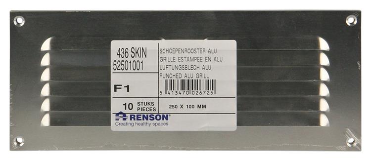 Afbeelding laden in galerijviewer, Renson 1006305 - schoepenrooster vlak alu f1 250x100mm | 10 stuks
