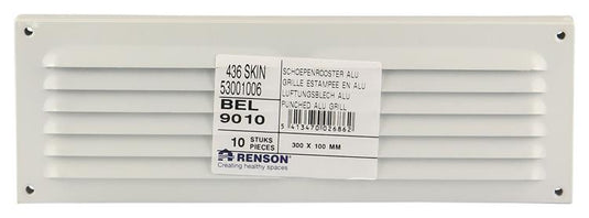 Renson 1006312 - schoepenrooster vlak alu ral 9010 300x100mm | 10 stuks