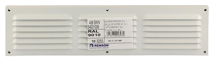 Afbeelding laden in galerijviewer, Renson 1006316 - schoepenrooster vlak alu ral 9010 400x100mm | 10 stuks
