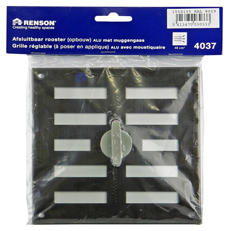 Afbeelding laden in galerijviewer, Renson 1006326 - regelbare rooster opb. 4037 alu ral 8019 155x155mm | 2 stuks
