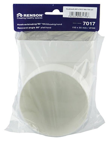 Renson 1006407 - pvc hoekverbinding rechth rond90° 7017 wit ø 100 | 3 stuks