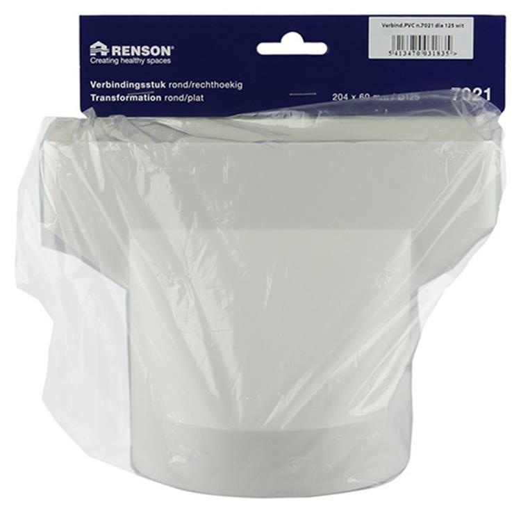 Afbeelding laden in galerijviewer, Renson 1006411 - pvc verbindingsstuk rond rechth. 7021 wit ø 125mm | 2 stuks
