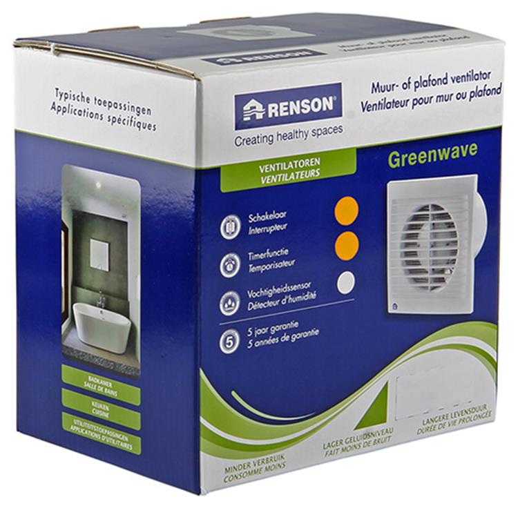 Afbeelding laden in galerijviewer, Renson 1006475 - greenwave ventilator met timer9202t wit ø 125 | 1 stuks
