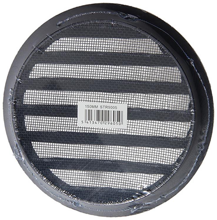 Afbeelding laden in galerijviewer, Renson 1057995 - inbouw rond schoepenr met gaas434r dia 150 ral 9005 zwart | 10 stuks
