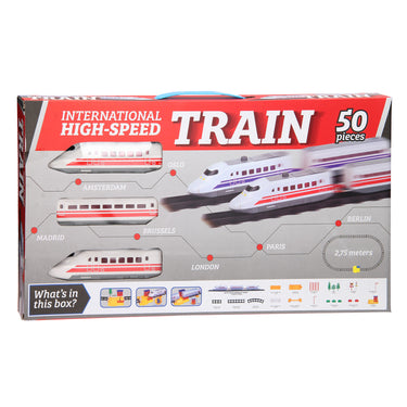 Johntoy hogesnelheidstrein set, 50dlg.