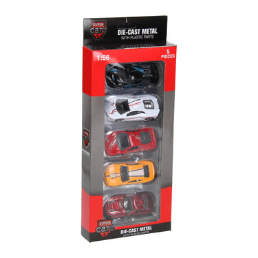 Johntoy super cars 5 stuks die cast auto's in doos