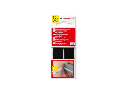 Fix-o-moll plak klittenband 60cm zwart