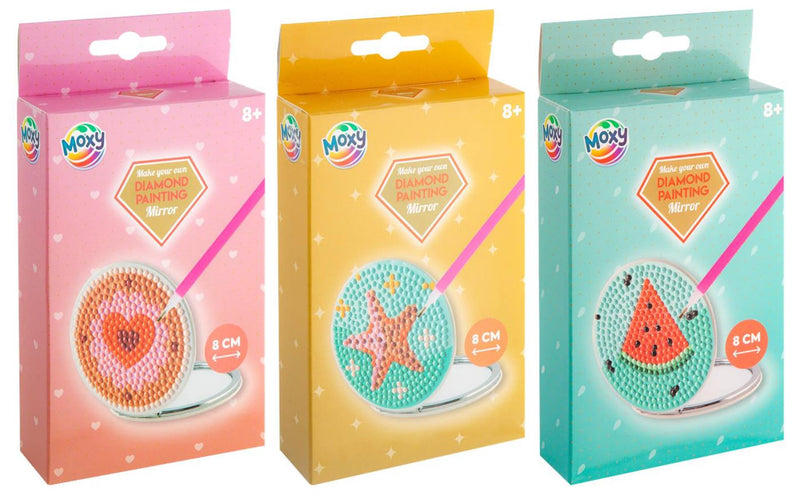 Afbeelding laden in galerijviewer, Moxy diamond paintinging spiegel ø8cm 3 assorti
