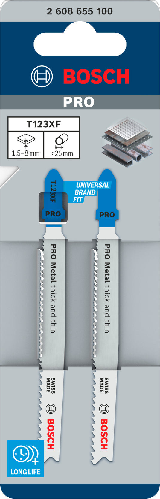 Bosch accessoires pro metal thick and thin t123xf decoupeerzaagblad | 100 mm | 2 stuks - 2608655100