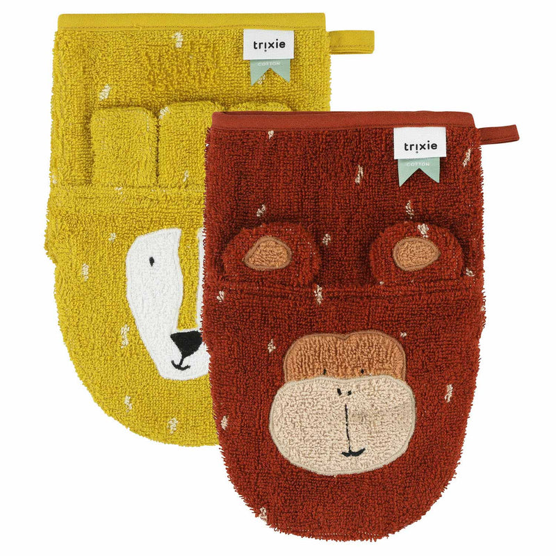 Load image into Gallery viewer, Trixie Washandjes Mr. Lion en Mr. Monkey, 2st.
