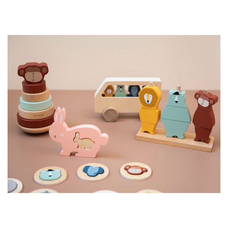 Load image into Gallery viewer, Trixie houten stapel puzzel dieren

