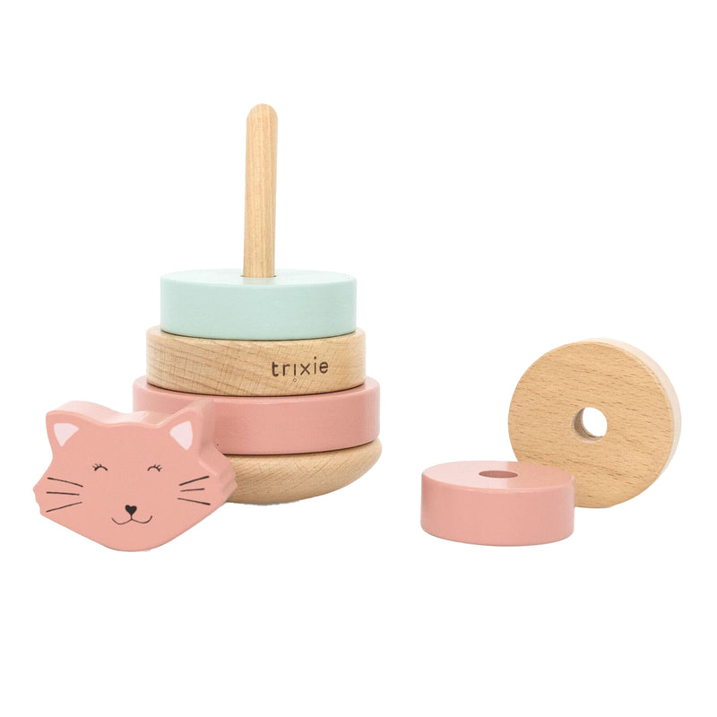 Afbeelding laden in galerijviewer, Trixie houten stapeltoren - mrs. cat - houten stacking toy - educatief speelgoed - voor jongens meisjes - kat
