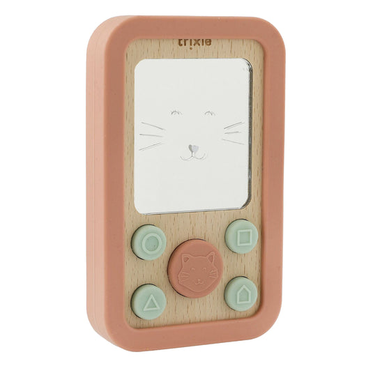 Trixie houten siliconen baby telefoon - mrs. cat