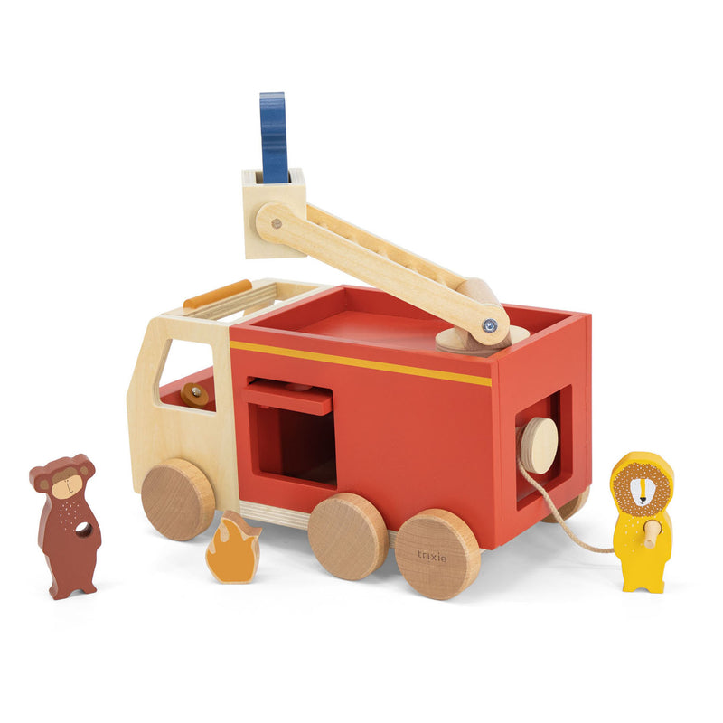 Load image into Gallery viewer, Trixie houten dieren brandweerwagen
