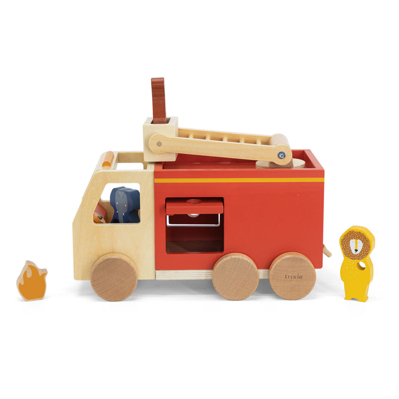 Load image into Gallery viewer, Trixie houten dieren brandweerwagen
