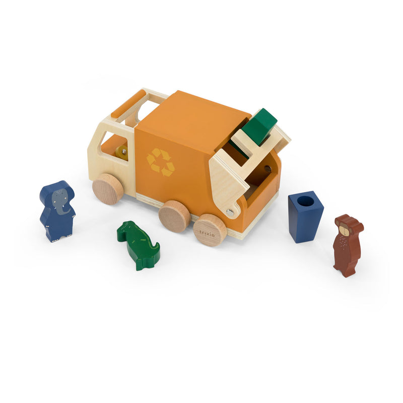 Load image into Gallery viewer, Trixie houten dieren vuilniswagen
