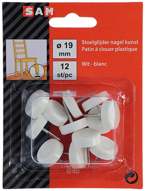 ギャラリービューアに画像をロードする, Mack 1047706 - stoelglijder nagel kunststof wit ø 19 mm 12 st pcs | 6 stuks
