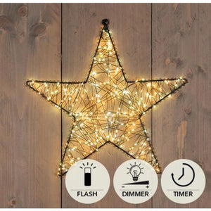 Anna's collection ster metaal 300led flash ip44 trafo met timer en dimmer 36cm warm wit classic warm